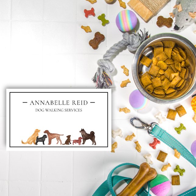 Dog Walker Watercolor Silhouette Professional Business Card (Creator Uploaded)