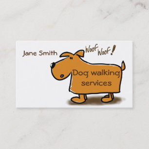 Dog walking business card cartoon dog