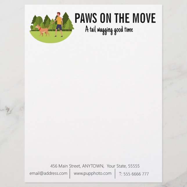 Dog Walking Business Custom  Letterhead (Front)