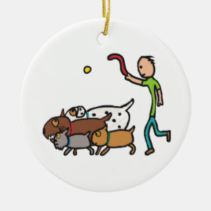 Dog Walking Ceramic Tree Decoration