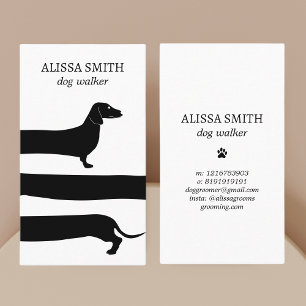 Dog Walking Dachshund Funny Aesthetic Business Card