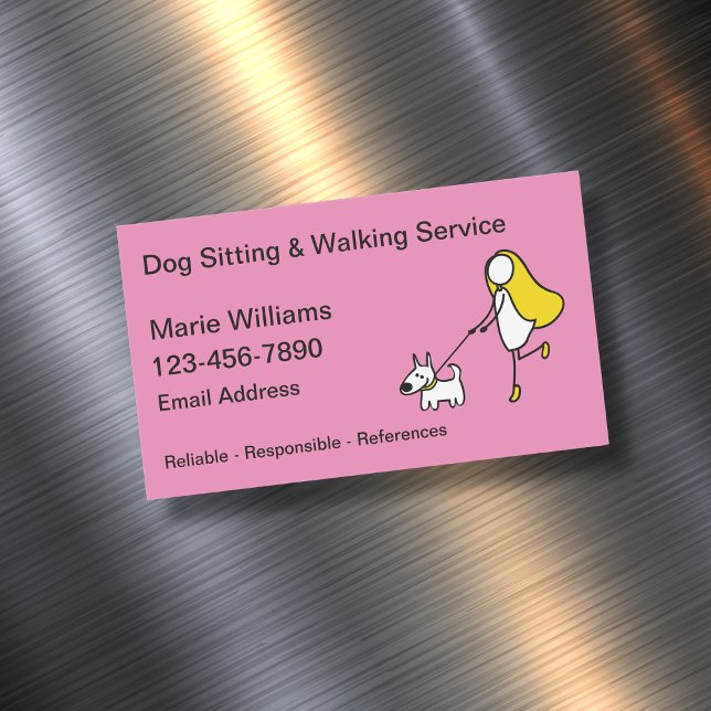 Dog Walking Dog Sitting Magnetic Business Cards (Creator Uploaded)