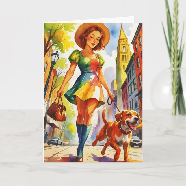Dog Walking Duo  Card (Front)