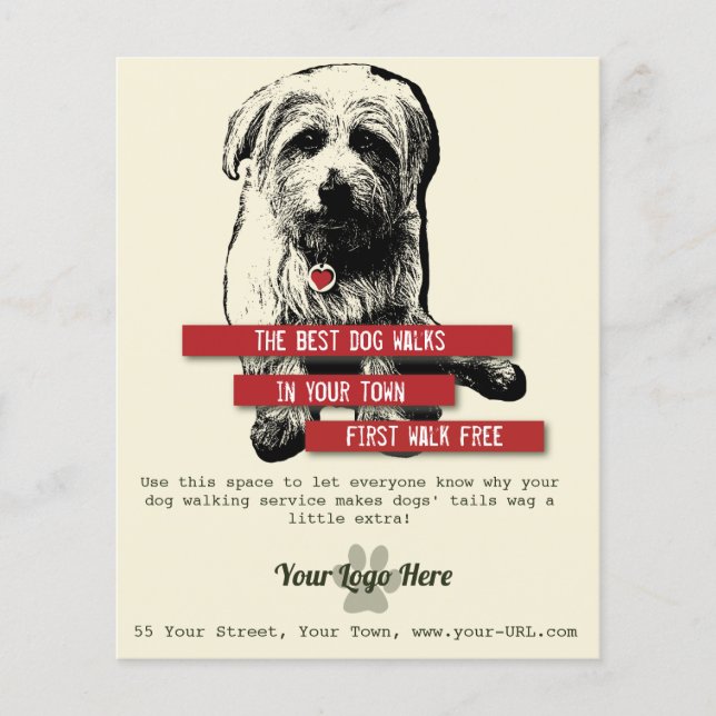 Dog Walking Flyer - Personalise All Text (Front)