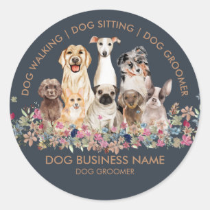 Dog Walking Groomer Pet Services Classic Round Sticker