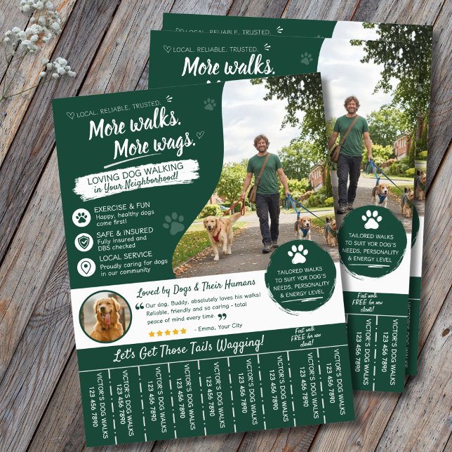 Dog Walking Pet Sitter Business Flyers  (Dog Walking Business Flyers QR Code)