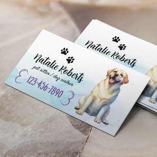 Dog Walking & Pet Sitter Happy Labrador Watercolor Business Card