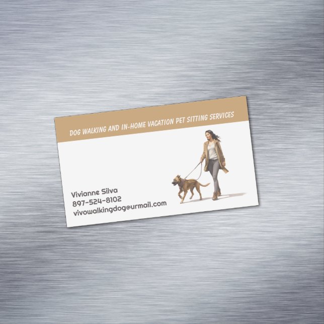 Dog Walking Pet Sitting Boarding Magnetic Business Card (In Situ)