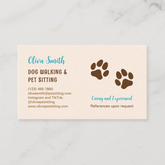 Dog Walking & Pet Sitting Business Card (Front)