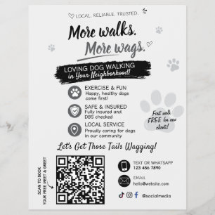 Dog Walking Pet Sitting Business Flyers QR Code