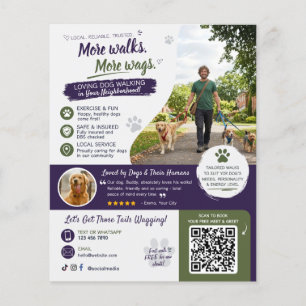 Dog Walking Pet Sitting Business Flyers QR Code