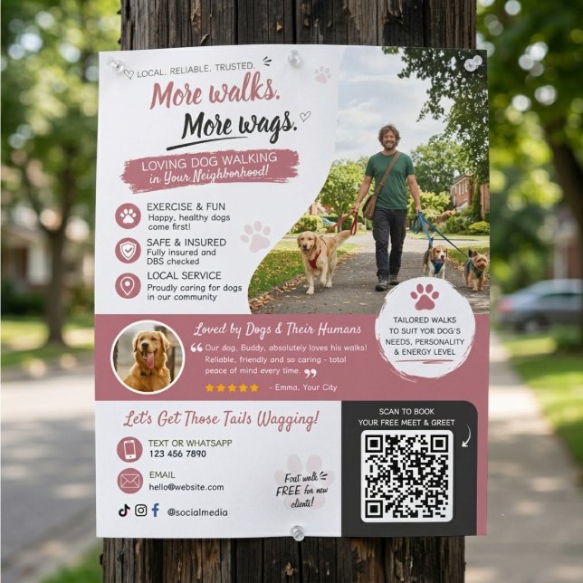 Dog Walking Pet Sitting Business Flyers QR Code (Dog Walking Pet Sitting Business Flyers QR Code)