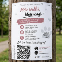 Dog Walking Pet Sitting Business Flyers QR Code