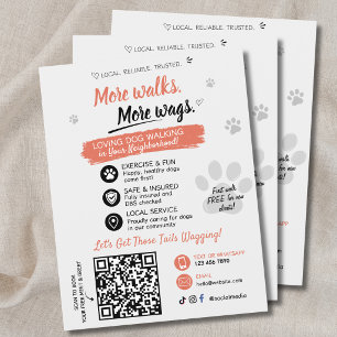Dog Walking Pet Sitting Business Flyers QR Code