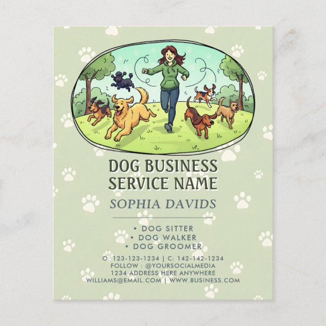 Dog Walking Pet Sitting Custom Flyer (Front)