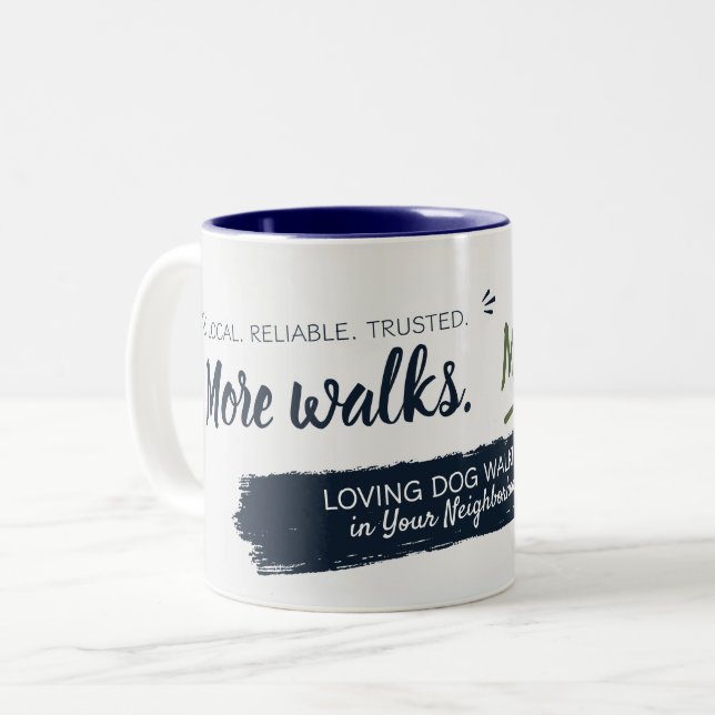 Dog Walking Pet Sitting Customer Gift Two-Tone Coffee Mug (Front Left)
