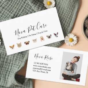 Dog Walking Pet Sitting Drop-in Visit Custom Photo Business Card