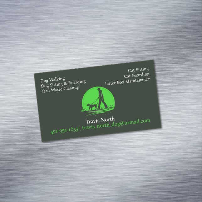 Dog Walking Pet Sitting Magnetic Business Card (In Situ)