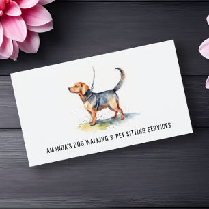 Dog Walking & Pet Sitting Services Watercolor Business Card