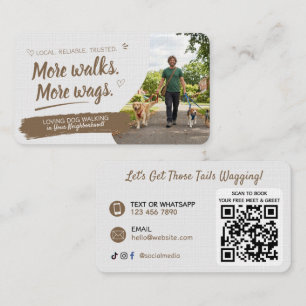Dog Walking Pet Sitting with QR Code Business Card