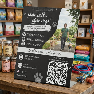 Dog Walking Pet Sitting with QR Code Business Pedestal Sign