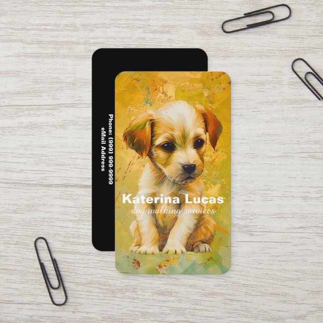 Dog Walking Services Business Card (Front/Back In Situ)