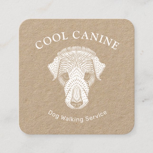  Dog Walking Walker Kraft Business Card (Front)