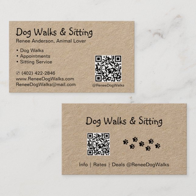 Dog Walks and Sitting | QR Code Business Card (Front/Back)