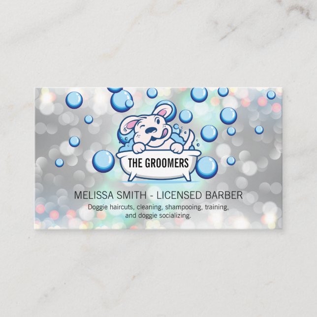 Dog Wash | Cleaner | Soap Bubbles Business Card (Front)