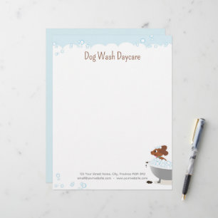 Dog Wash Daycare Whimsical Cute Funny Letterhead