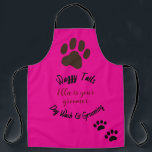 Dog Wash & Groomer Customised Apron<br><div class="desc">Dog Wash and Groomer Apron. Large paw and two smaller paws at the bottom. Editable. Customisable text and name.</div>