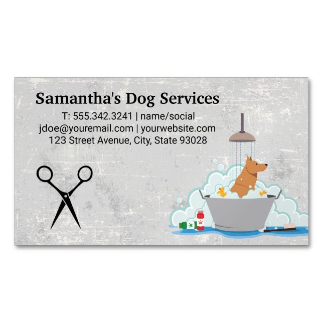 Dog Wash | Shears Magnetic Business Card (Front)