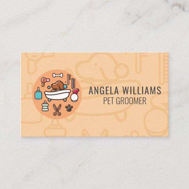 Dog Wash Shower Icon Business Card (Front)