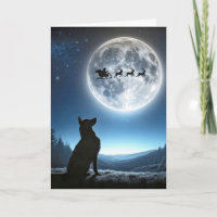 Dog Watching Santa Claus and Reindeer