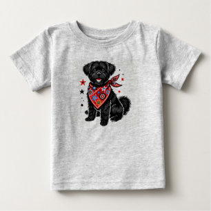 Dog Wearing a Red Bandanna with Starry Patterns Baby T-Shirt