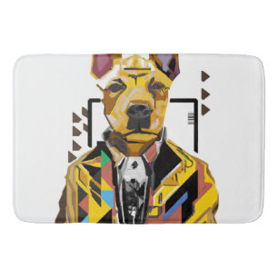 Dog Wearing a Suit: Digital Art Bath Mat