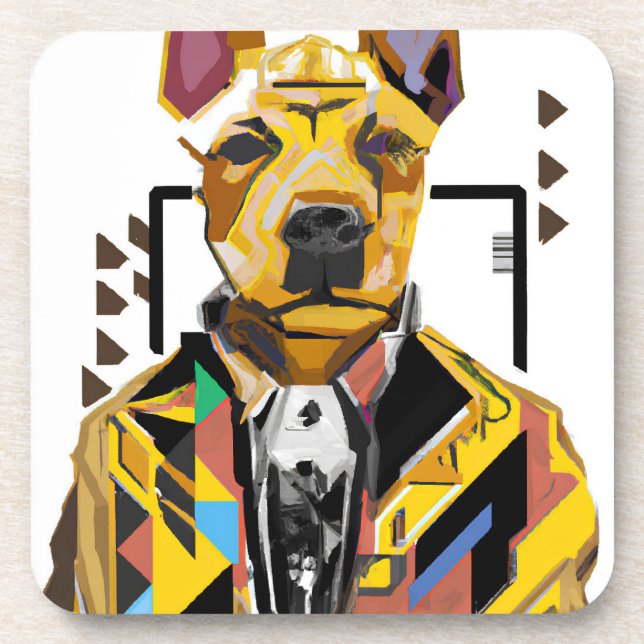 Dog Wearing a Suit: Digital Art Coaster (Front)