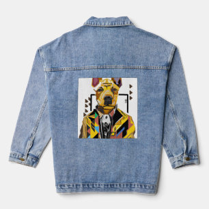 Dog Wearing a Suit: Digital Art Denim Jacket
