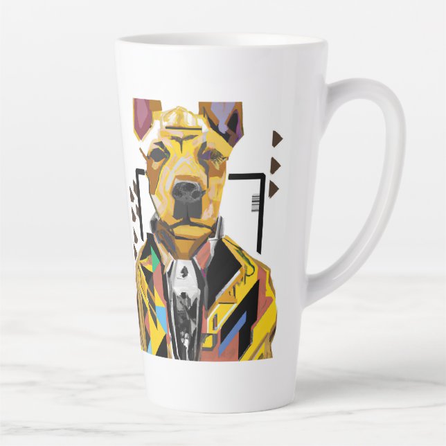 Dog Wearing a Suit: Digital Art Latte Mug (Right)