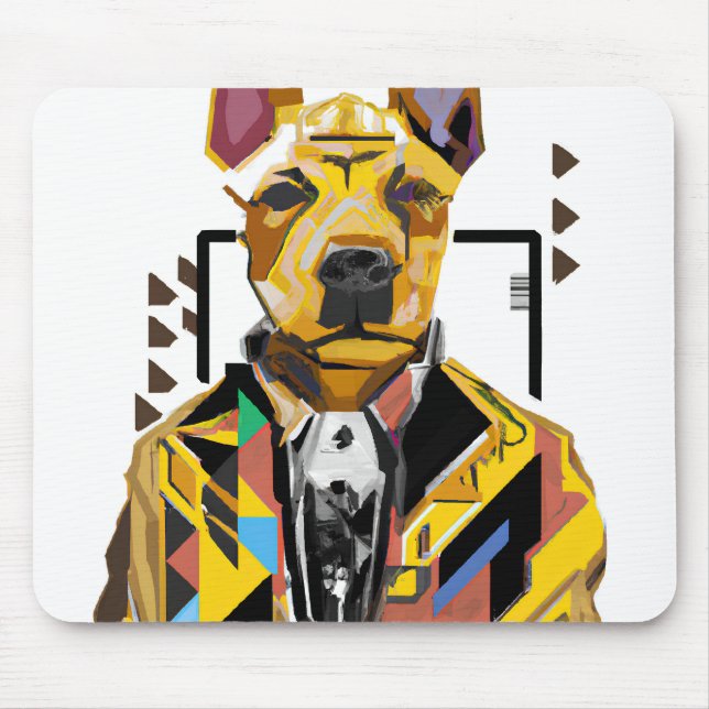 Dog Wearing a Suit: Digital Art Mouse Pad (Front)