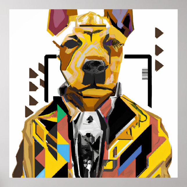 Dog Wearing a Suit: Digital Art Poster (Front)
