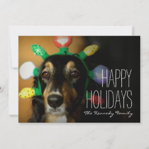 Dog wearing Christmas tiara Holiday Card