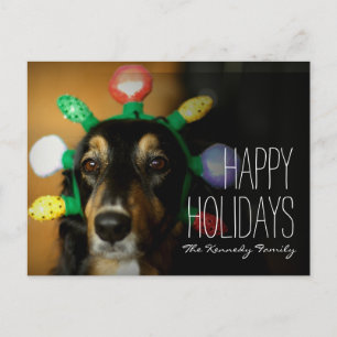 Dog wearing Christmas tiara Holiday Postcard