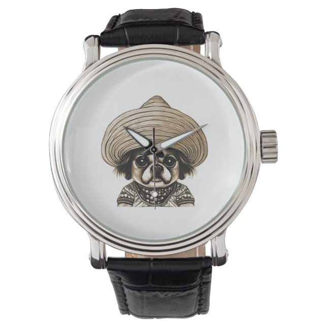 dog wearing hat brown colour watch (Front)