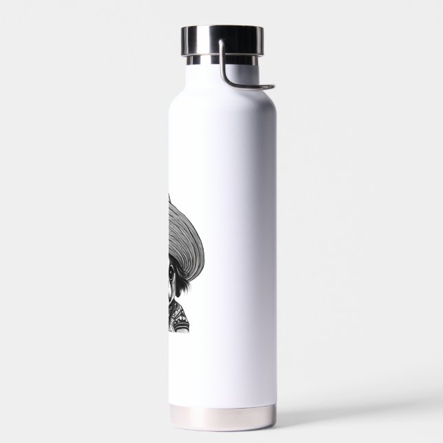 dog wearing hat original colour water bottle (Left)