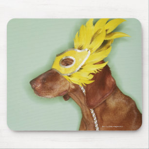 Dog wearing mask mouse pad