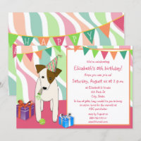 dog wearing party hat pink girl's birthday party