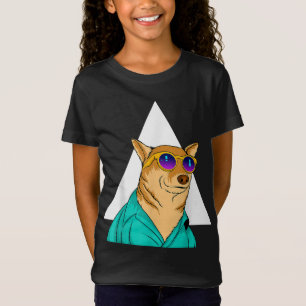Dog Wearing Sunglasses Funny Pet Cute Cartoon Grap T-Shirt