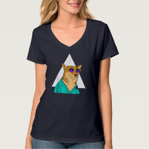 Dog Wearing Sunglasses Funny Pet Cute Cartoon Grap T-Shirt