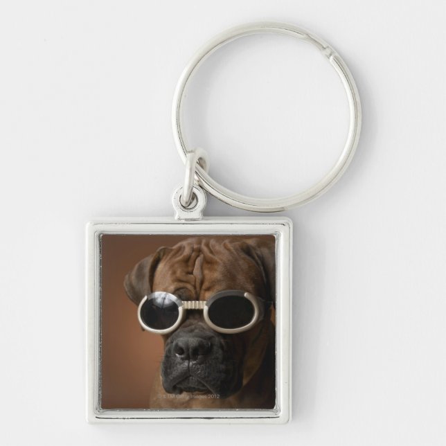 Dog wearing sunglasses key ring (Front)